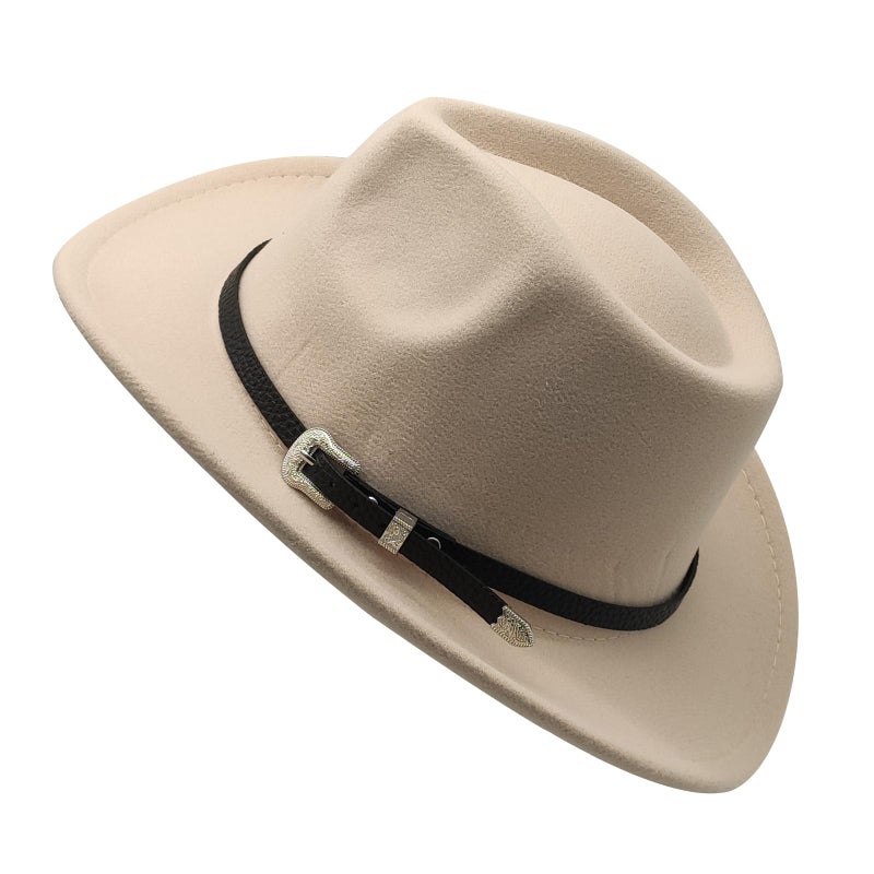 Willheoy Kids Cowboy Hat for Girls Boys Unisex Western Cowgirl Hat with Buckle Belt Wide Brim Fedora Hat Dress Up Costume - Image 4